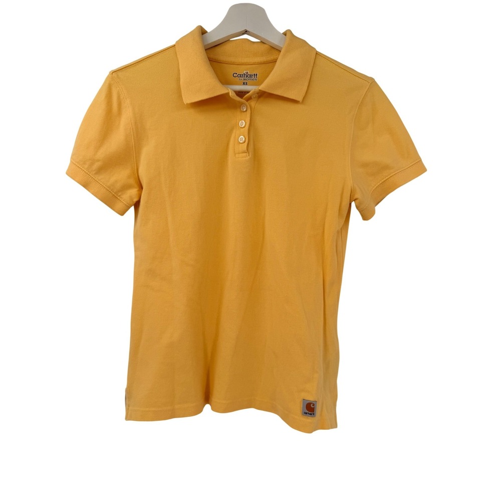 Carhartt Polo Shirt Women XS Yellow Short Sleeve WK198 BTR Workwear Utility